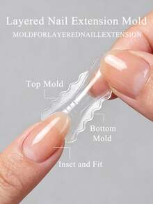 FULL BEAUTY 60片杏仁形三明治雙面美甲模具 透明可重複使用 Poly Gel 凝膠美甲延長模具 多尺寸假指甲模具 透明壓克力建構凝膠美甲尖端 DIY 家用美甲與美甲沙龍適用 初學者快速美甲延長系統 - 無色 - 查看 6