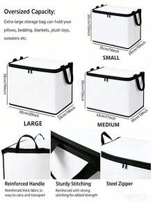 Santa Claus Storage Box With Lid, Large Capacity Foldable Fabric Organizer Bin, Zipper And Handle, Black Holiday Print Storage Box, Suitable For Christmas Decoration, Blankets, Clothes, Closet And Bedroom - Multicolor - View 7