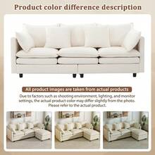 Chaise Lounge Beige Made Of Chenille For Living Room And Relaxation Area - 米色三座 - 查看 8