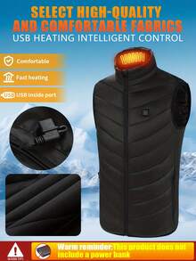 Women's Heated Vest, 2 Heating Zones, Warm Vest, Unisex, Heated Vest, Heated Jacket, Warm Clothing, Outdoor Camping (Power Bank Not Included) - Black - View 5
