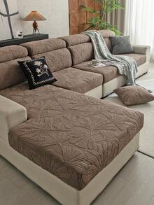 1pc Fleece Solid Color Sofa Cover, Elastic Stretch Wrap, Comfortable Minimalist INS Style, Pet-Friendly Anti-Slip Anti-Dirt, Machine Washable, All-Season Universal Sofa Cover For Living Room, Bedroom, Study, Suitable For L-Shaped 1/2/3/4 Seater Sofa - Khaki - View 5
