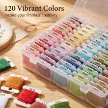 120/80 Colors Embroidery Thread, Colorful Cross Stitch Thread, Embroidery Thread Set, Embroidery Starter Kit DIY Crafts - A - View 2