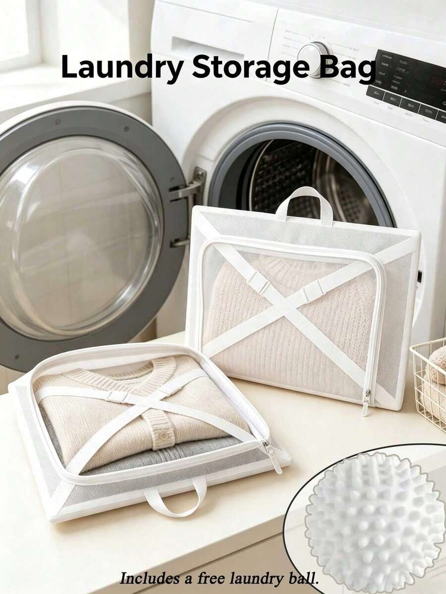 Anti-Deformation Laundry Bag For Wool Sweaters,Reusable Mesh Laundry Washing Bag, Portable Travel Clothes Storage Organizer Bag, - Multicolor - View 1