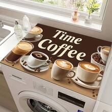 (Hot !!) 1pc Coffee Pattern 2D Printed Flat Stove Protector Mat, Rubber Non-Slip Heat-Resistant Stove Cover Pad, Suitable For Induction Cooktop, Glass Stove, Multi-Function Scratch-Resistant Mat, Best Choice For Oven, Washing Machine, Dryer, Kitchen Decoration - Multicolor - View 13