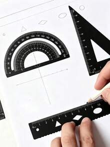 Multifunctional Geometric Ruler Set, Protractor, Triangle Ruler, Straight Ruler, Manual Measurement And Drawing Tools With Storage Box, 4 Colors Available: Pink, Mint Green, Light Blue, Taro Purple, For School, Woodworking, DIY, Teacher Gift, Back To School Season. - Multicolor - View 2