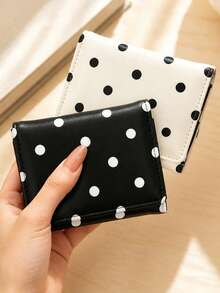 Polka Dot Mini Wallet, Korean Style Minimalist Niche Brand Multi-Function Tri-Fold Wallet, Super Cute Short Women's Wallet, Polka Dot Mini Tri-Fold INS Style Campus Style Wallet Card Holder, Lightweight Portable Multi-Slot PU Wallet, Gift For Her - Multicolor - View 7