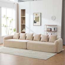 Sectional Sofa Khaki 6 Seat Made Of Chenille For Living Room And Lounge - Khaki 6 Seat - View 2