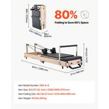 Foldable Pilates Reformer, Wooden Pilates Workout Machine For Home Gym Studio Use, Pilates Bed With Dual Resistance- Spring & Cord, Reformer Set With Sitting Box, Up To 400 LBS - Rubberwood - View 11