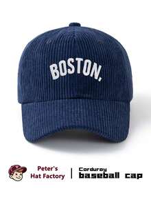 1pc Unisex Semi-Circle BOST Embroidered Corduroy Baseball Cap, Fashionable Sports Duck Bill Hat, Sun Protection Breathable Outdoor Hat, Adjustable Hat Circumference, Suitable For Outdoor Sports, Camping, Climbing, Fishing - A - View 10