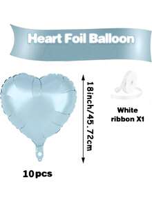10pcs/Set 18inch Heart Shaped Foil Balloon In Gold, White, Red, Pink, Blue, Cream, Light Gold, Black - Perfect For Birthday Party, Wedding, Valentine's Day, Anniversary, Bridal Shower, New Year Party Decoration, Room Decor, Photo Props - Multicolor - View 17