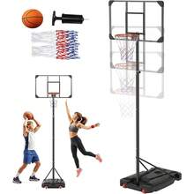 Basketballkorb höhenverstellbar 150–260 cm, Basketballständer mit Rollen für Garten Outdoor - Schwarz - Übersicht 1