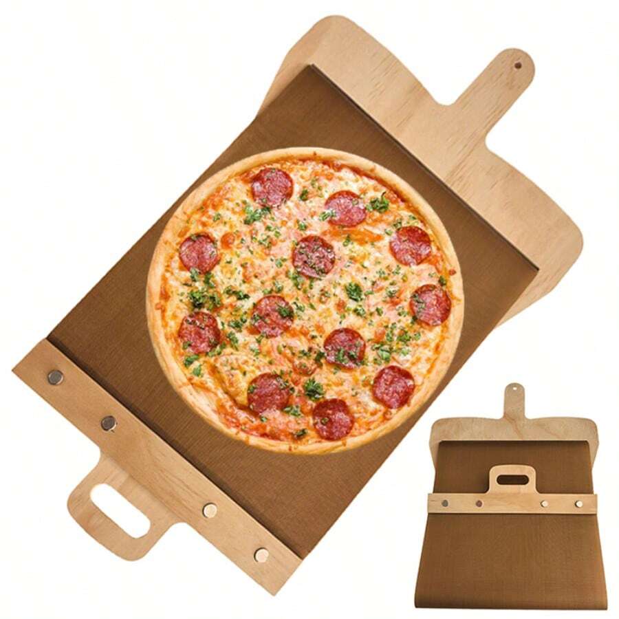 Non-Stick Sliding Pizza Peel Wooden Sliding Pizza Transfer Shovel With Handle - Maroon - View 1