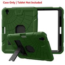 1件相容 iPad Air4/5 2020/2022 (10.9 吋) Air 5 Gen 10.9 吋 2022 Air 5 Gen 10.9 吋 重型軍規防摔保護殼 10.9 吋 11 吋 內建支架平板保護套 - 軍綠+黑 - 查看 11