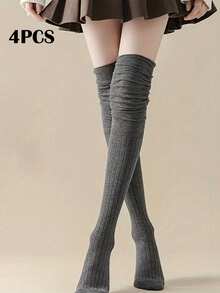 1/4 Pairs Women's Over-The-Knee Socks, Spring/Autumn/All-Season Long Socks, Maternity High-Tube Socks, Non-Slip And Non-Constricting - Multicolor - View 11