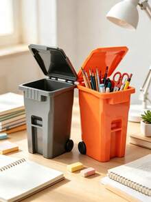 Trash Can Shaped Makeup Brush Storage,Fun Stationery Storage Box,Desktop Placement For Discarded Paper Strips And Notes,Office Workstation Corner Placement Decor,Suitable For Students,Office Workers,Teacher's Day,Birthday,Back To School Essential - Multicolor - View 8