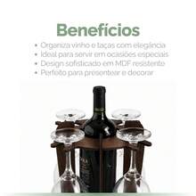 Adega de Vinhos Preta com Suporte para 4 Taças Elegância Praticidade Bancada Mesa Mdf Bar - Café - Visão 8