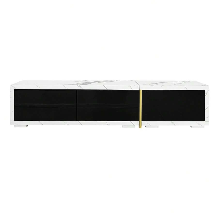 Tv Stand Black Made Of Wood For Living Room - Black and White - View 1