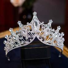 1PC/4PCS/6PCS Multiple Set Options Elegant Princess Hair Accessories Headband Crown For Women European American Ball Party Birthday Party Adult Wedding Photography Alloy Rhinestone Bridal Tiara Event Jewelry Gift Accessory - Silver - View 4