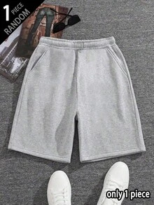 [1 Piece Random] 1pc Boys' Solid Color Casual Outdoor Workout Sports Commute Minimalist Bermuda Shorts - Dark Grey - View 4