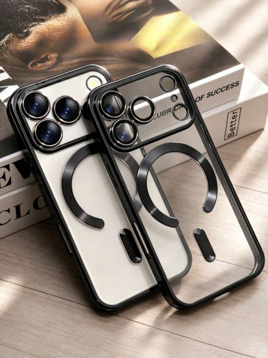1件裝奢華電鍍透明磁吸無線充電手機殼，相容 iPhone 18 Pro Max 17 Pro Max Air 16 15 14 13 12 11 Pro Max Plus，保護殼