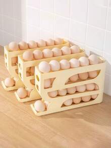 Sliding Egg Storage Box, Refrigerator Egg Organizer, Large Capacity Egg Dispenser Rack, Space-Saving Kitchen Storage Container, Cabinet Countertop Home Storage Accessory, Ideal Gift For Family And Friends - Multicolor - View 7