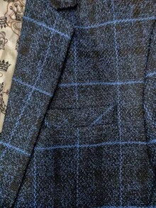 Blazer casual de negocios a cuadros retro para hombres, clásico para ir al trabajo - azul real - Ver 8