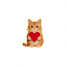 Cute Cat Holding Red Heart Lapel Enamel Pins And Brooches Badge Pins For Backpacks Bags Backpack Cool Decoration Friend For Gifts - Multicolor - View 16