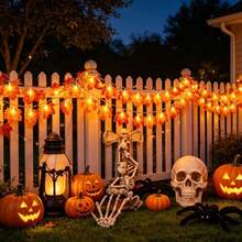 Home Maple Leaf Garland With Lights, Maple Leaf String Lights, Battery Powered (Batteries Not Included), Thanksgiving Halloween Autumn Decoration, Indoor And Outdoor Use - Warm White - View 6