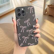 Phone Case: 1 Pink Bow Print Black And Ivory White Pupil Eyelet Phone Case, Suitable For Apple  16 15 14 13 12 11 XS XR X 8 7 Mini Plus Pro Max SE Series, A Gift For Friends, Girlfriend, Boyfriend, Family, Or Yourself - Antique White - View 7