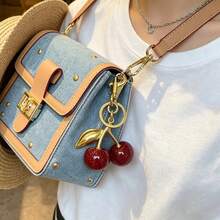 2pcs Large Cherry Crystal Pendant Keychain, Shiny Cherry Pendant Keychain With Clip, Shiny Resin And Metal Accessories, Unisex Keychain, Wallet And Bag Charm, Suitable As Valentine's Day Gift For Her - Upgraded Version - View 4