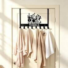 No-Drill Over-The-Door Hook, Band Character Iron Hollow Decorative Hook, 8-Hook Large Capacity Door Back Storage Rack, Bathroom Towel Clothing Key Bag Storage Rack, Bedroom Entryway Door Universal Hanging Hook, Perfect Gift Choice - View 4