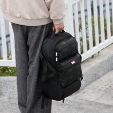 Mesuca Large Capacity Daily Use Backpack Marvel Full Body Logo Print Pattern Black Tone Tear-Resistant Fabric Multiple Independent Compartments Safety Strap Lightweight Suitable For Outdoor Fitness Weekend City Tour 1pc - View 3