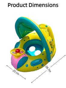 Children's Inflatable Swim Ring With Steering Wheel And Sunshade, Cartoon Swim Ring Seat, Pool And Beach Water Toy, Suitable For Summer - Multicolor - View 9