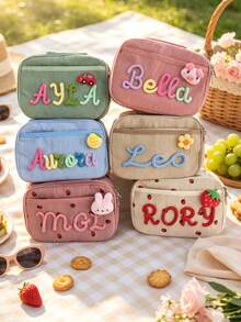 1pc Personalized Lunch Bag With Custom Name, Thickened Fruit Pattern Tote Travel Box For Teen Student School, Shoulder Lunch Bag - Multicolor - View 4