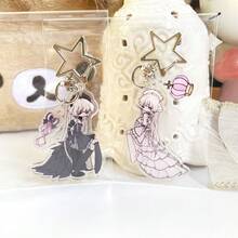 Anime Acrylic Keychain Pendant, Wedding Dress, 2D Black & Pink Angel, Niche - Multicolor - View 2