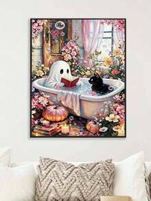 DIY Cute Spiritual Floral Bathtub Black Cat Digital Oil Painting Set (Unframed 8x12 / 16x20 Inch) Acrylic Paint, Suitable For Adult Beginners, Home Wall Decor, Creative Holiday Gift - Sets - View 5