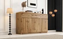 Sideboard With Storage Brown Wooden Multifunctional With 3 Drawers For Dining Room And Living Room - Brown - View 5