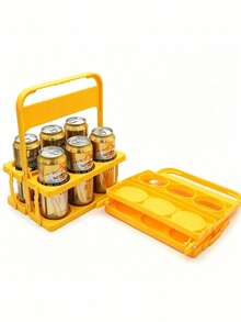 Foldable Plastic 6-Pack Beer & Beverage Carrier - Portable, Lightweight, Sturdy, With Handle, Suitable For Canned & Bottled Beverages (Coffee, Tea, Milk, Etc.); Perfect For Daily Use, Parties, Beer Festivals & Picnics - Multicolor - View 5