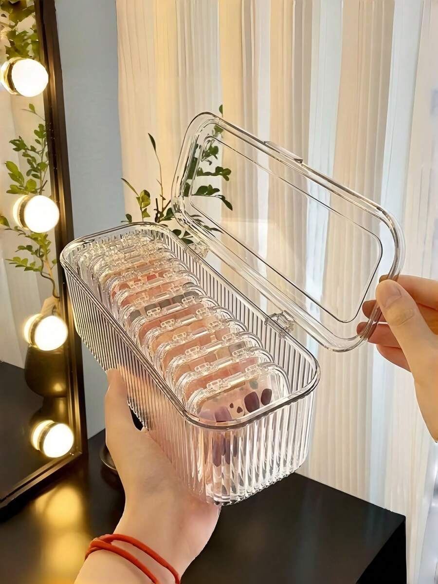 1PC/15PCS Bracelet Storage Box, Transparent Acrylic Anti-Oxidation, Portable Box For Crystal Bracelets, Jewelry, Nail Art Accessories, Beads, Bracelets - Transparent - View 1