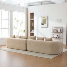 Sectional Sofa Khaki 6 Seat Made Of Chenille For Living Room And Lounge - Khaki 6 Seat - View 3