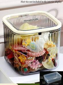 Transparent Hair Accessory Storage Box, Pressure-Sensitive Desktop Organizer Box - Flip-Top Design, Fully Transparent, Large Capacity, Ideal For Storing Hair Clips, Hair Ties, Hair Bands And Jewelry. A Perfect Gift For Friends - Multicolor - View 11