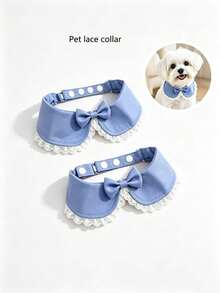 1pc Adjustable Bow Tie Collar For Dogs And Cats, Puppy Bow Tie Collar, Lace Bow Tie, Pet Cat Holiday Wedding Decoration Accessory, Suitable For Small And Medium Dogs - Multicolor - View 1
