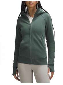 Lululemon Women's Scuba Full-Zip Hoodie Classic Hooded Jacket Fit Track Jacket Full Zip Outerwear Breathable Warm Athletic Sweatshirt With Thumbholes - 森林綠 - 查看 1