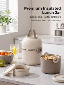 Portable Double-Layer Lunch Box With 304 Stainless Steel Inner Liner, Leak-Proof Bento Box For Office Workers, Outdoor Picnic Food Storage - Multicolor - View 9
