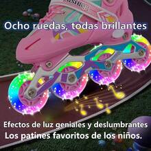 Patines de ruedas de dos hileras, patines de ruedas ajustables para niños de tamaño de cuatro ruedas - Morado - Ver 3