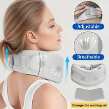 RPPR 1 Pc- Adjustable Double Layered Breathable Neck Brace Cervical Collar, Soft Foam Wraps With Detachable Wash Cover, Comfortable Neck Support Brace For Night Time, Daily Life, Travel, Driving, Grey- For Neck Circumference:30-40cm/ 7.8-15.7in - Light Grey - View 6