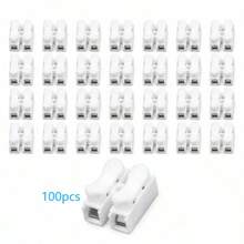 100pcs Multi-Specification Optional, Quick Terminal Connector, Push-In Connector, 2-Pin Flame Retardant LED Light Connector, CH-2 Quick Wiring Terminal 2-Position Press-Type Wire Clamp Terminal Light Fixture Self-Locking Terminal Wiring Connector Wiring Tool - Multi-color - View 8