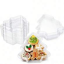 2/10/15pcs Christmas Tree Shaped Transparent Plastic Dessert Boxes With Lids, Clear Storage Containers For Cupcakes, Muffins, Cookies, Candies, Chocolates, Baked Sweets, Christmas Party Favors, Holiday Table Decor, Gift Supplies - View 4
