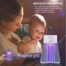 Lámpara Mata Mosquitos Eléctrica Recargable USB con Luz UV, Trampa Portátil para Insectos, Hogar, Dormitorio, Camping y Verano - Azul cielo - Ver 5