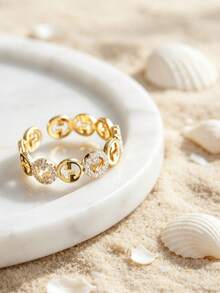 1pc Adjustable Circle Ring For Women, Light Luxury Niche Design, Exquisite Finger Ring, Ins Fashion Versatile Hand Accessory - Gold a - View 6